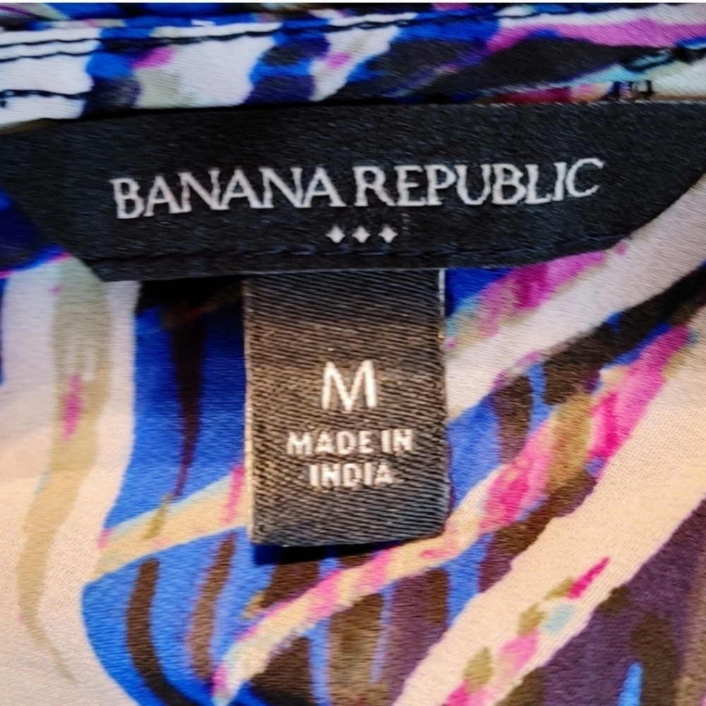Banana Republic Factory Abstract Palm Print Flowy Tunic Blouse Medium - Picture 7 of 10